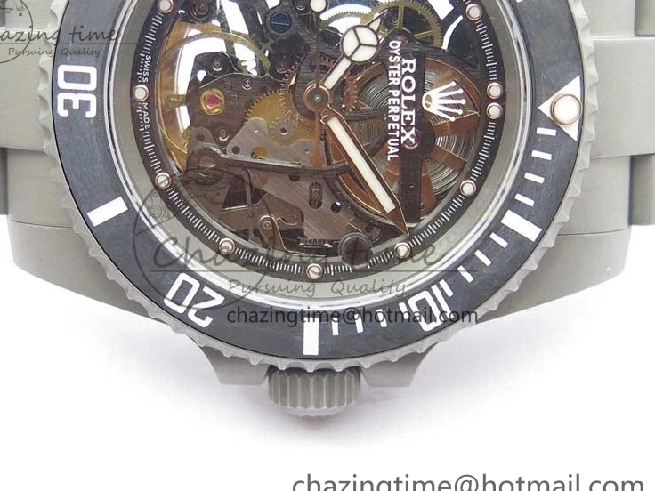 116610 Bezel Skeleton DIal Best Sandblasted Edition on ROF Andrea Submariner Carbon SA3130 Pirlo 0308